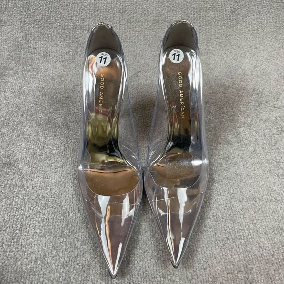 Good American Womens 11 Glass Slipper Cinderella Clear Pump Pointed Toe Heels - Picture 2 of 5